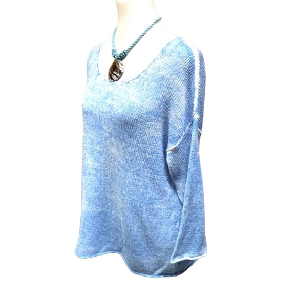 Tommy Bahama Drop Sleeves Marled Blue White Sweater - Picture 3 of 7